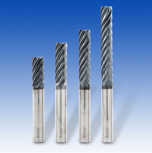 Fig. 1 – CHATTERFREE multi-flute solid carbide endmills produced in a series of different cutting length-to-diameter ratios.